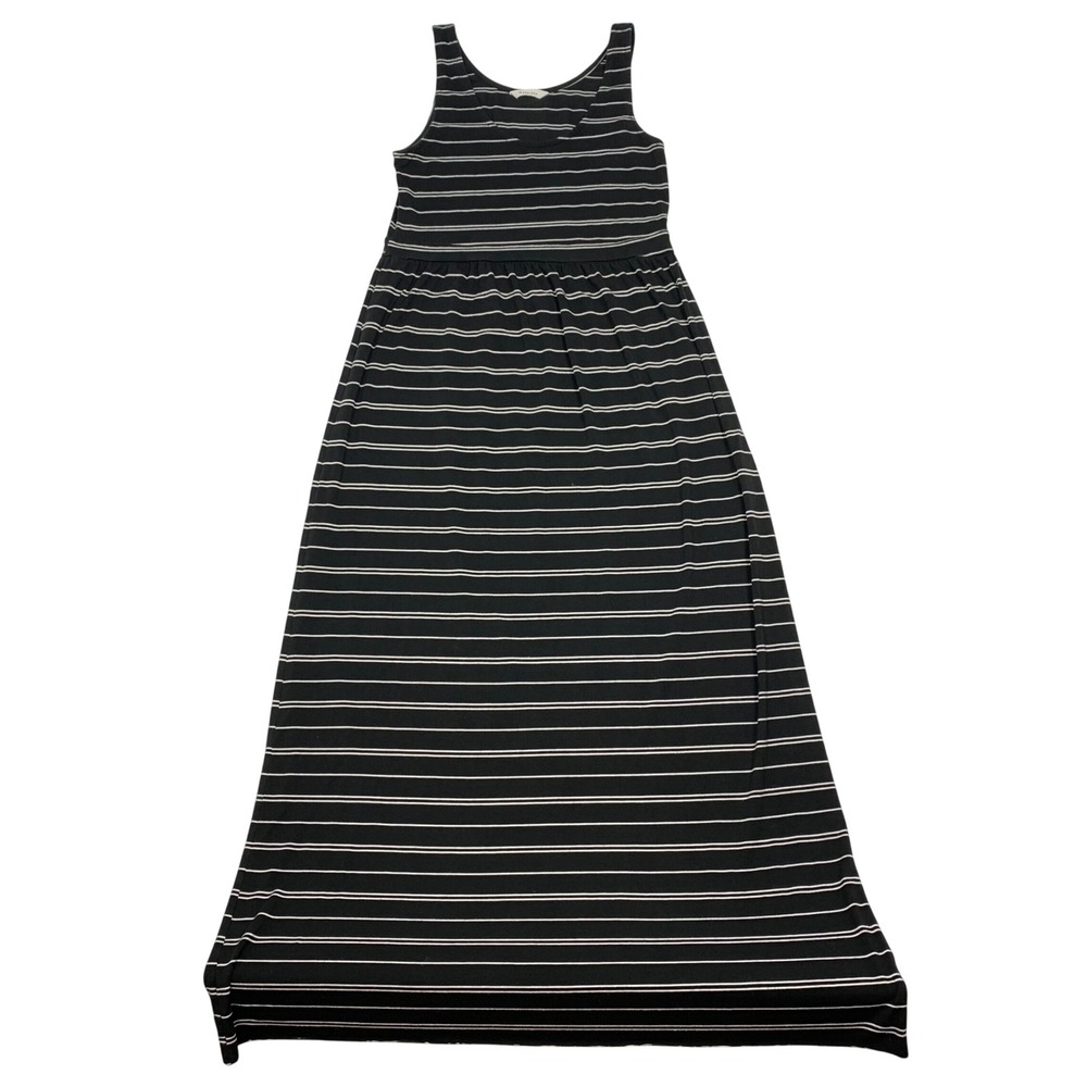 Athleta Striped Maxi Dress Womens Sz Small Black White Sleeveless Knit Travel